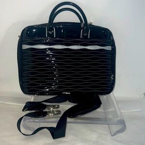 Tumi Black Patent Leather Laptop Shoulder Bag